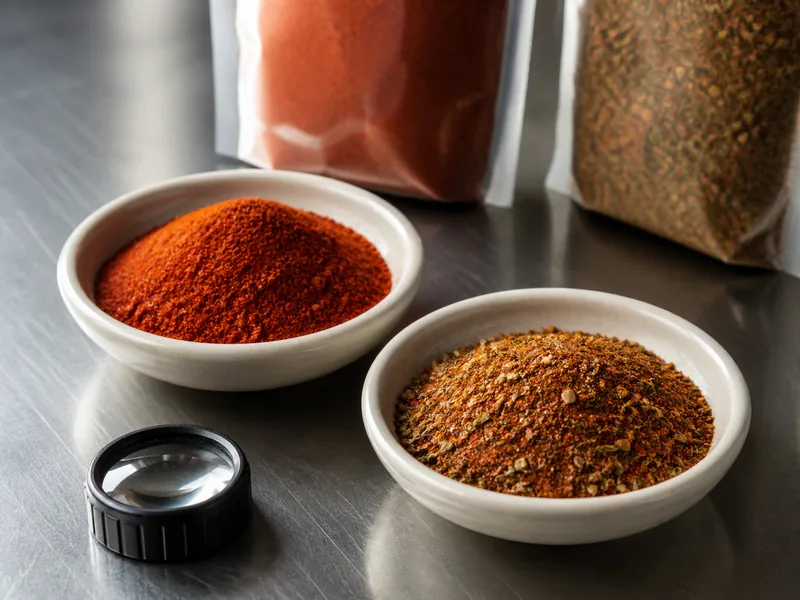 A uniform pure chile powder compared with a multi-toned chili seasoning blend - chili powder substitutes | KnowTheSpices