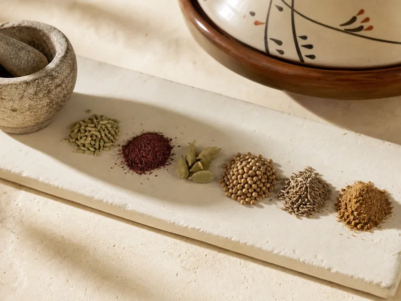 Cumin, fennel, sumac, cardamom, and garam masala on a bright-to-dark flavor spectrum - coriander seed substitutes | KnowTheSpices