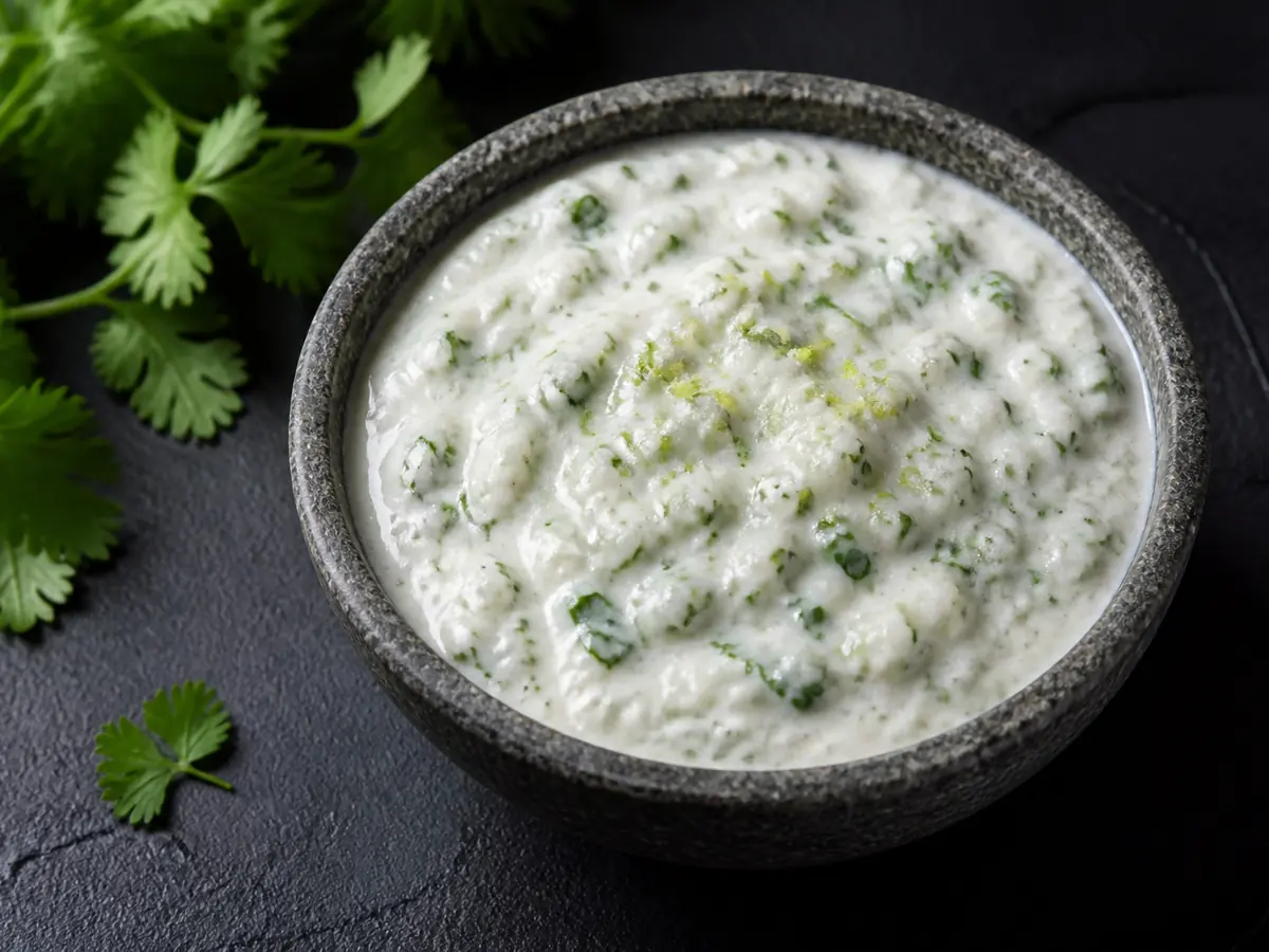 Chopped cilantro and a small pinch of lime zest folded into coconut chutney - curry leaf substitutes | KnowTheSpices