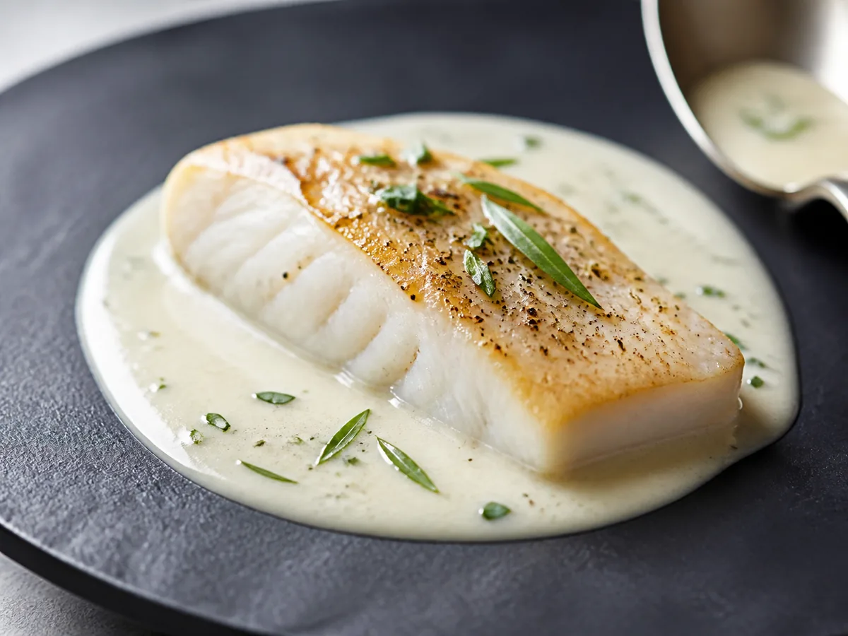 A restrained amount of tarragon on white fish with a pale cream sauce - dill weed substitutes | KnowTheSpices