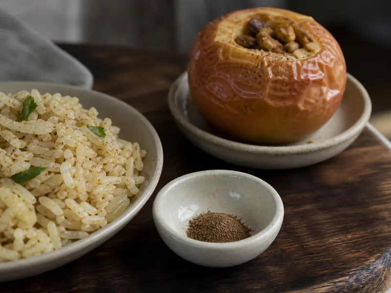 A tiny allspice measure between lightly spiced rice and a baked apple - garam masala substitutes | KnowTheSpices
