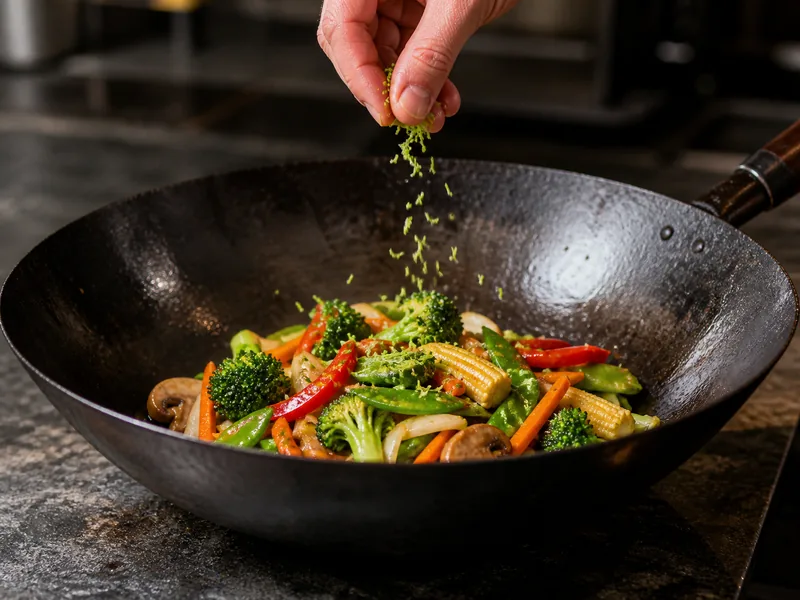 A restrained pinch of fine lime zest added to a vegetable stir-fry after the wok leaves the heat