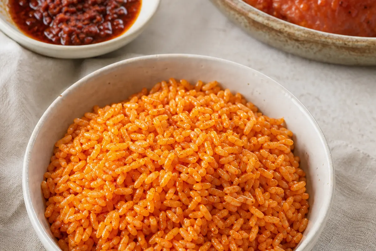 Annatto oil coating rice, ground annatto in a rub, and loosened achiote paste on meat - choosing an annatto form | KnowTheSpices