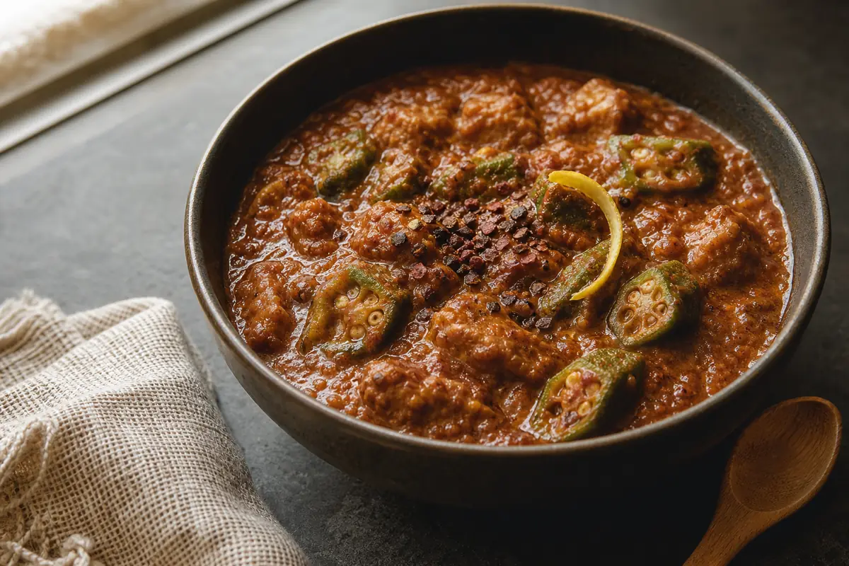 West African tomato stew with grains of paradise cooked in the base and freshly cracked over the finished bowl - grains of paradise timing | KnowTheSpices