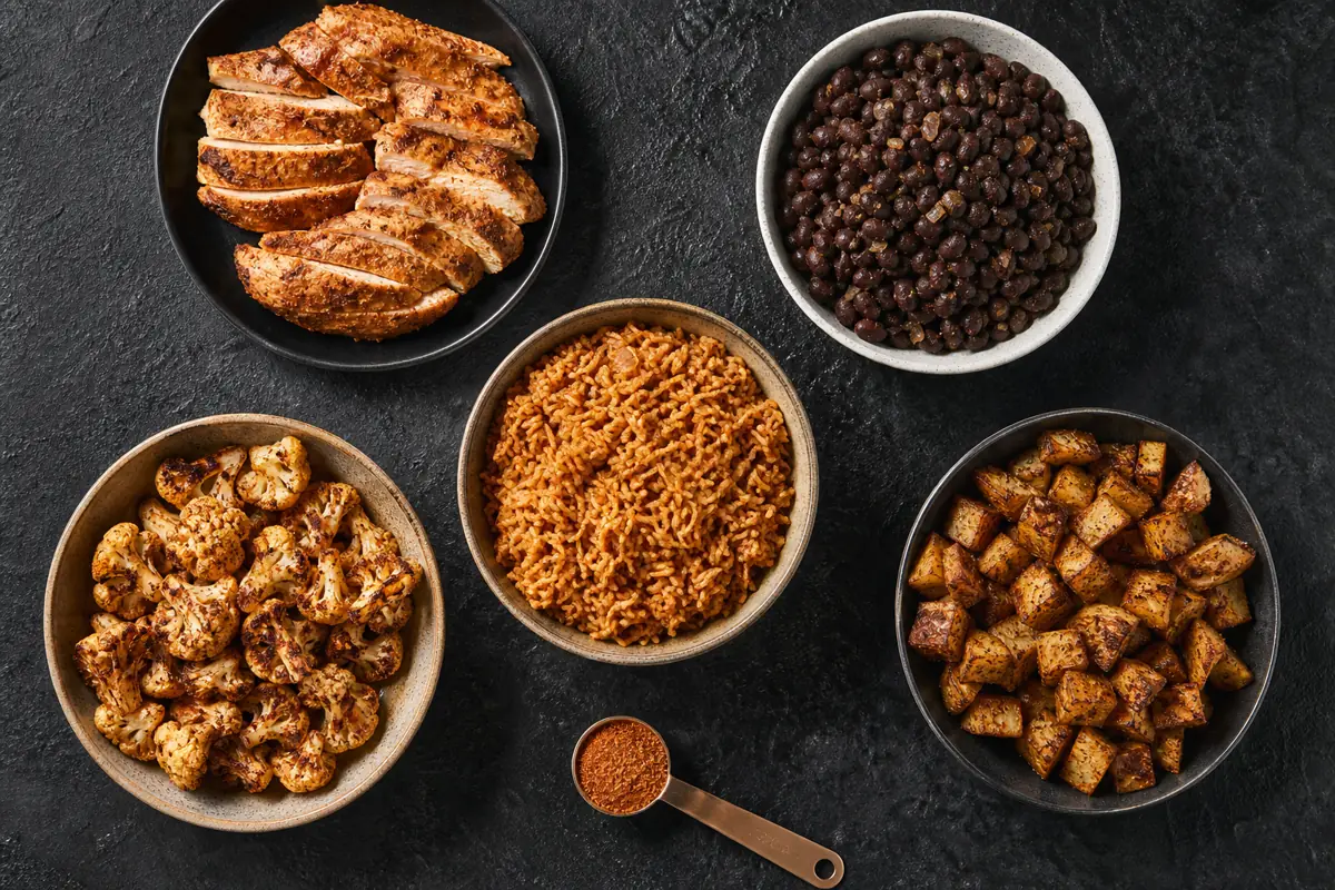 Taco seasoning used on chicken black beans roasted cauliflower potatoes and rice - taco seasoning uses | KnowTheSpices